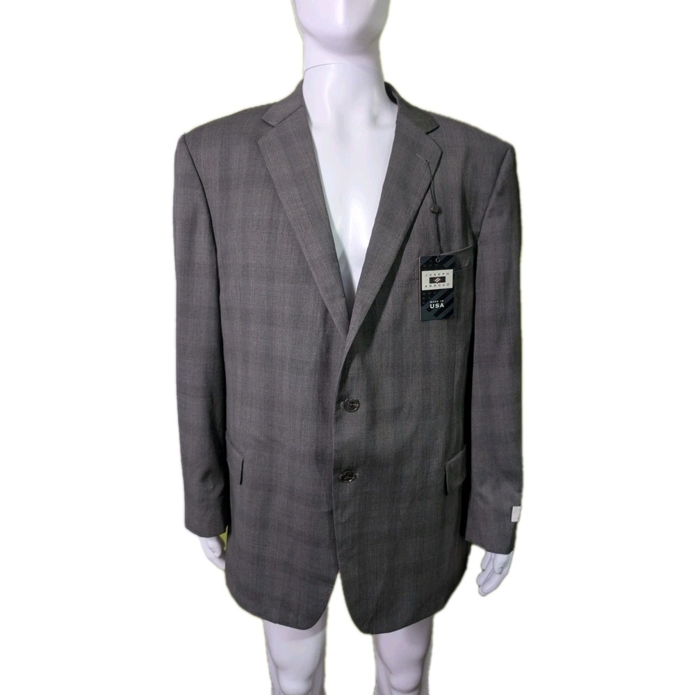 Joseph Abboud Men's 48R Gray Wool Blazer NWT Made USA Marzotto Super 120s Plaid